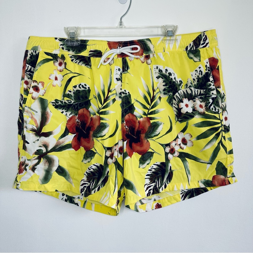 NWOT - JCrew 6" Stretch Swim Trunk - Yellow Floral Print